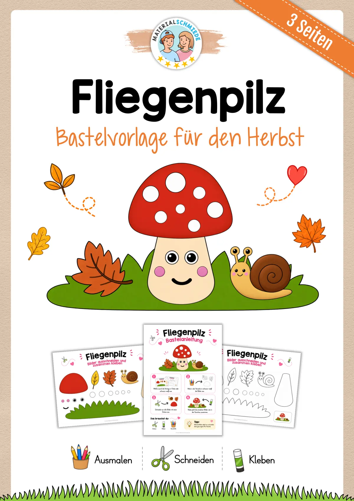 Fliegenpilz - Bastelvorlage für den Herbst – Deckblatt