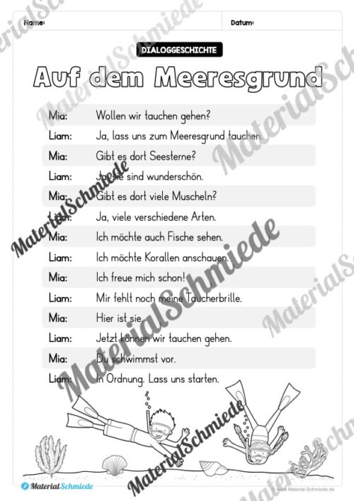 10 Arbeitsblätter zum Dialoglesen in der 1. Klasse (Vorschau 05)