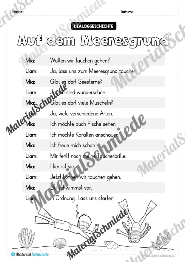 10 Arbeitsblätter zum Dialoglesen in der 1. Klasse (Vorschau 05)