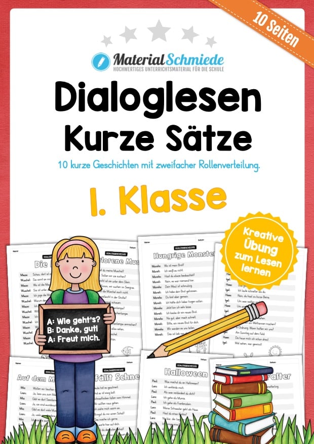 10 Arbeitsblätter zum Dialoglesen in der 1. Klasse