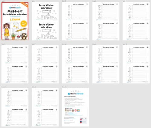 Mini-Heft: Erste Wörter schreiben (10 Seiten) - Überblick