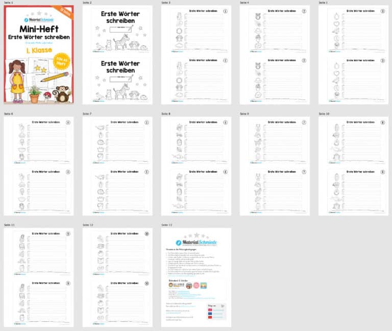 Mini-Heft: Erste Wörter schreiben (10 Seiten) – Überblick