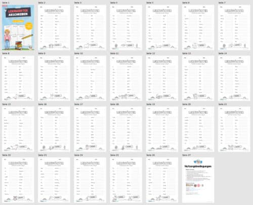 Lernwörter von A-Z abschreiben (Überblick)