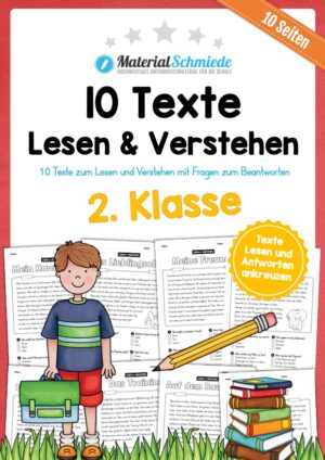 Lesen & Verstehen mit ankreuzen für die 2. Klasse (10 Arbeitsblätter)