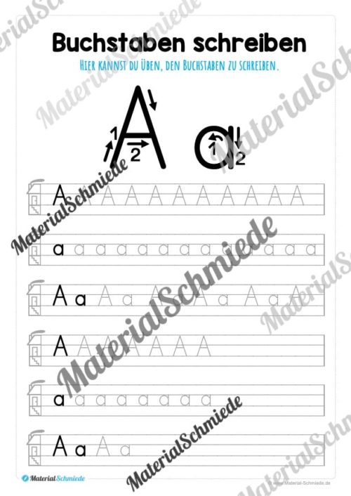 Buchstaben schreiben lernen von A-Z - Druckschrift (Buchstabe A)