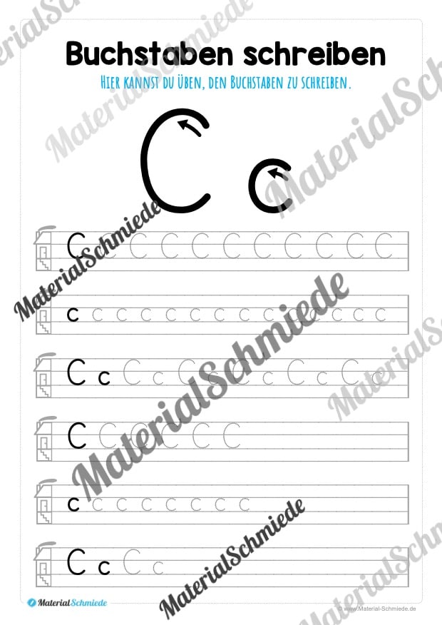 Buchstaben schreiben lernen von A-Z – Druckschrift (Buchstabe C)