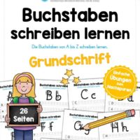 Buchstaben schreiben lernen von A-Z - Grundschrift (26 Arbeitsblätter)