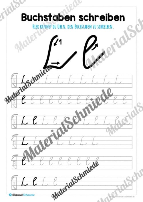 Buchstaben schreiben lernen von A-Z - Schreibschrift (Buchstabe L)