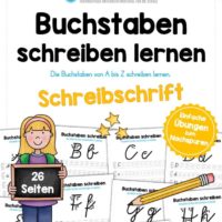 Buchstaben schreiben lernen von A-Z - Schreibschrift (26 Arbeitsblätter)