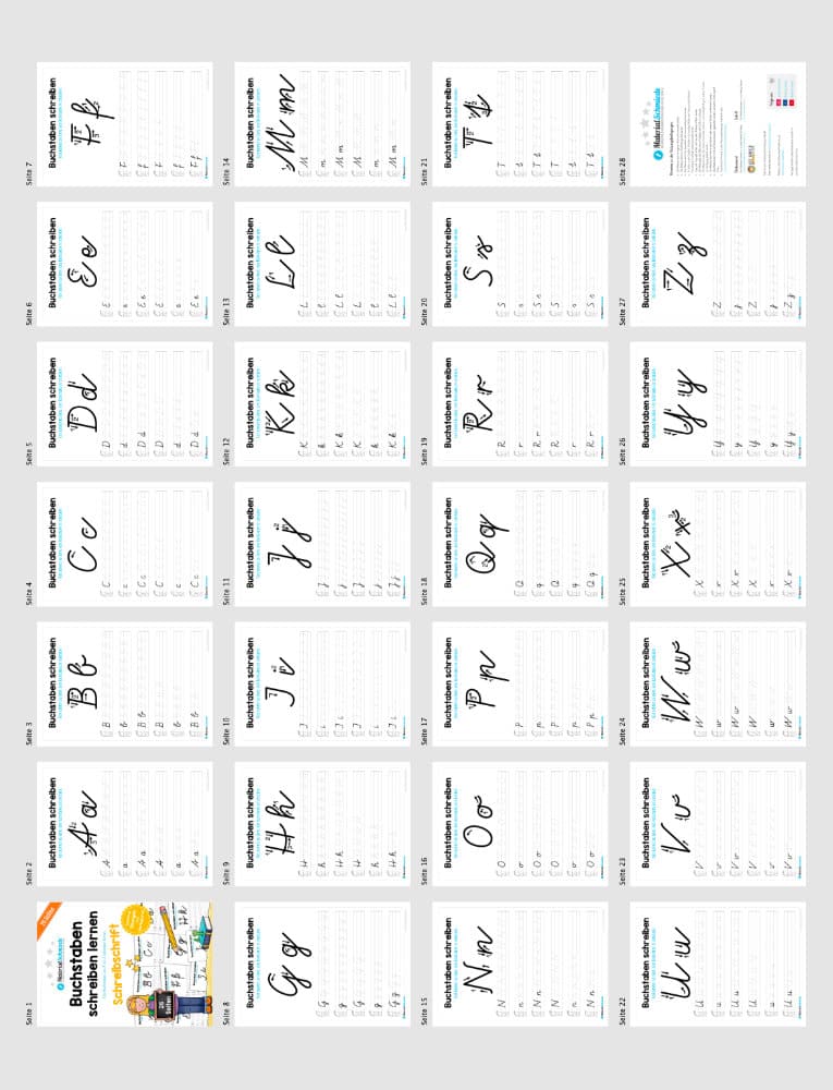 Buchstaben schreiben lernen von A-Z – Schreibschrift (Überblick)