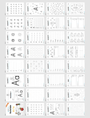 Materialpaket: Buchstabe A/a schreiben lernen (Überblick 30 Arbeitsblätter)