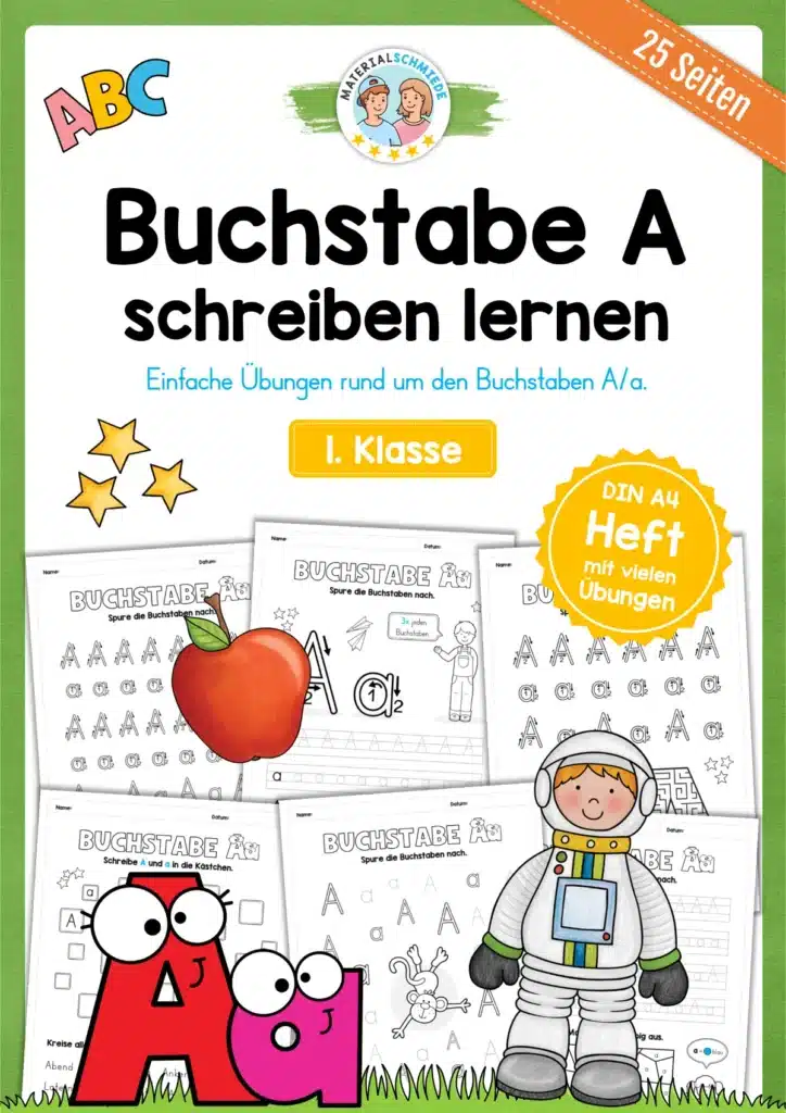 Arbeitsheft: Buchstabe A/a schreiben lernen (25 Seiten)