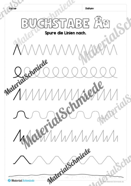 Arbeitsheft: Buchstabe A/a schreiben lernen (Arbeitsblatt 02)