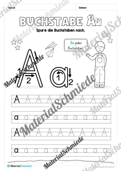 Arbeitsheft: Buchstabe A/a schreiben lernen (Arbeitsblatt 03)