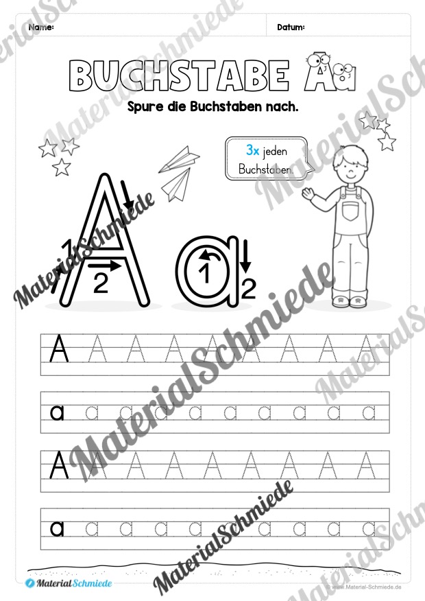 Arbeitsheft: Buchstabe A/a schreiben lernen (Arbeitsblatt 03)