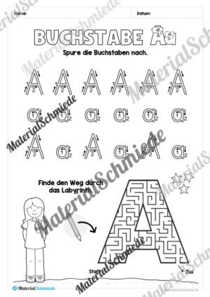Arbeitsheft: Buchstabe A/a schreiben lernen (Arbeitsblatt 04)