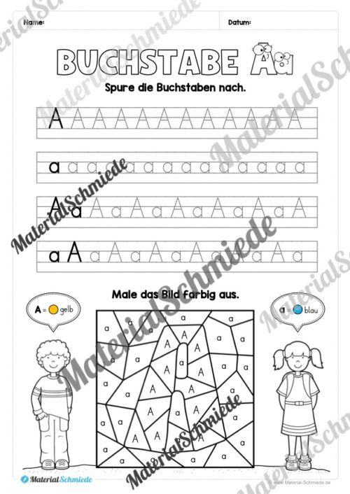 Arbeitsheft: Buchstabe A/a schreiben lernen (Arbeitsblatt 06)