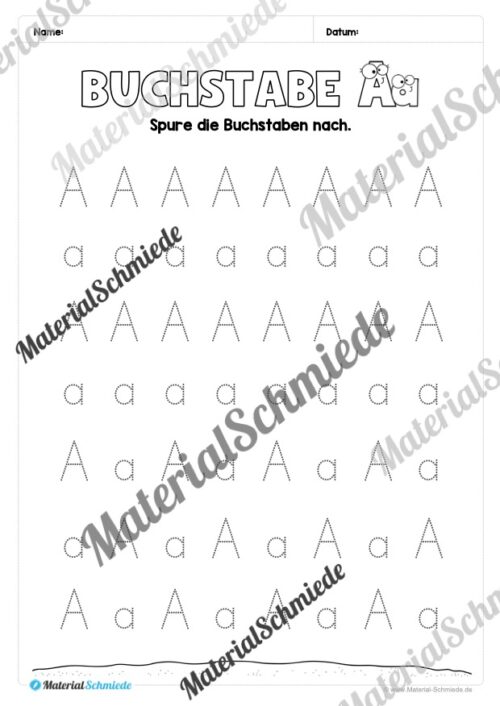 Arbeitsheft: Buchstabe A/a schreiben lernen (Arbeitsblatt 08)