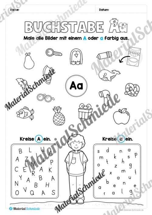 Arbeitsheft: Buchstabe A/a schreiben lernen (Arbeitsblatt 09)