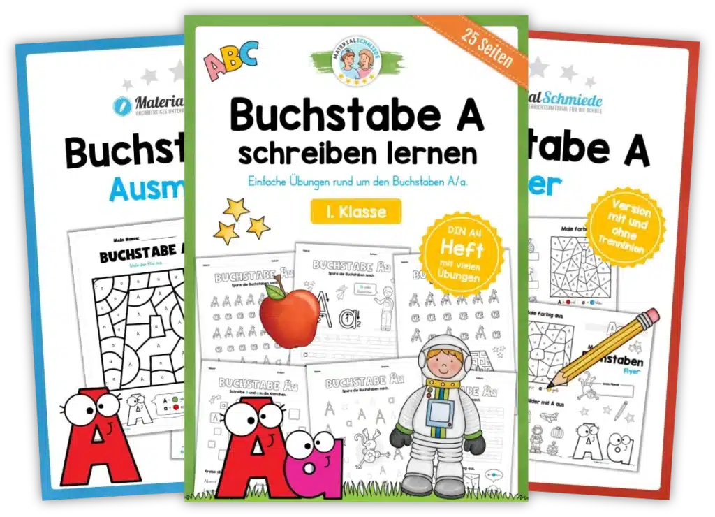 Unterrichtsmaterial mit Aufgaben und Übungen zum Buchstaben A / a (1. Klasse)
