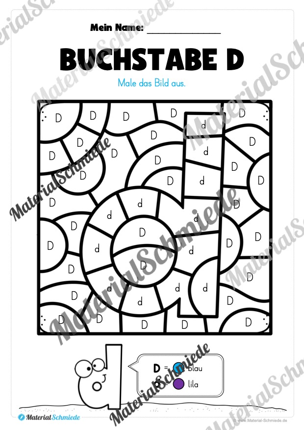 Buchstabe D: Ausmalbild (Vorschau 02)