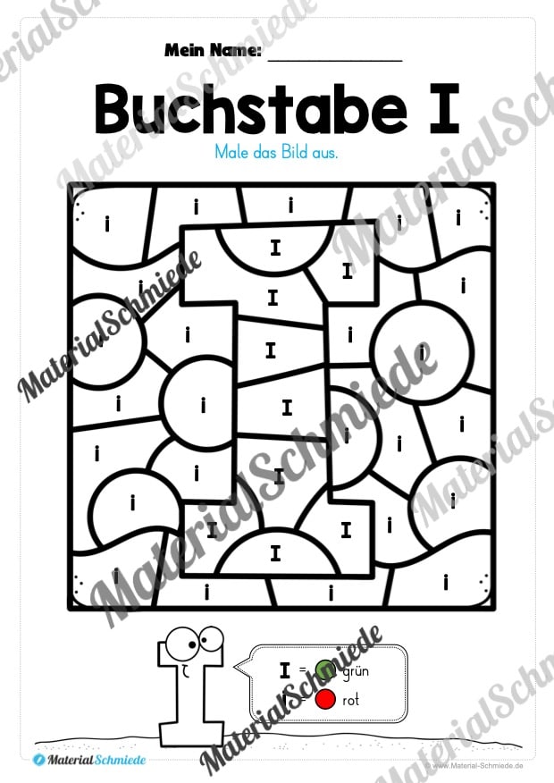 Buchstabe I: Ausmalbild (Vorschau 01)