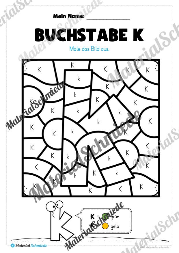 Buchstabe K: Ausmalbild (Vorschau 02)