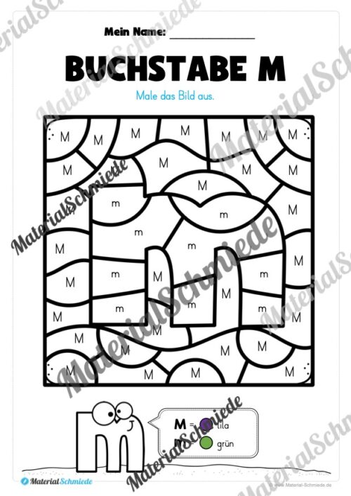 Buchstabe M: Ausmalbild (Vorschau 02)