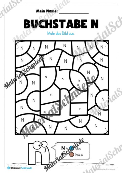 Buchstabe N: Ausmalbild (Vorschau 02)
