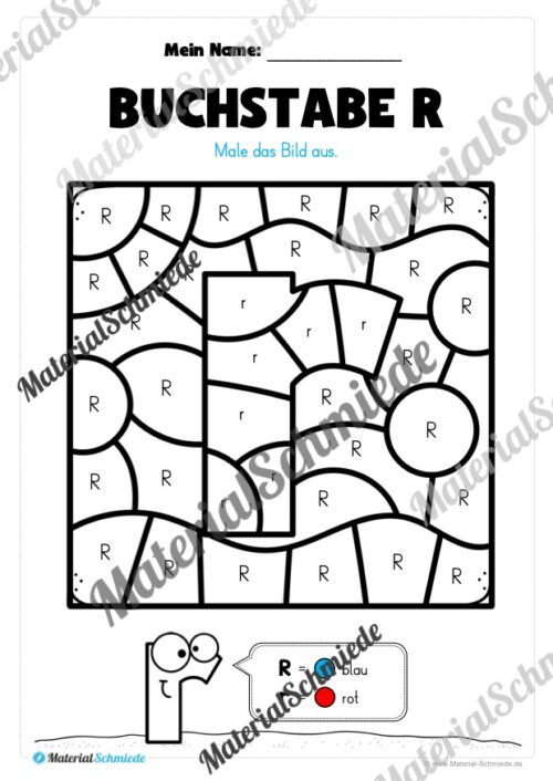 Buchstabe R: Ausmalbild (Vorschau 02)