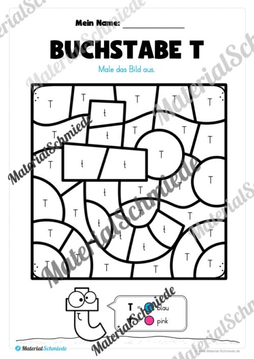 Buchstabe T: Ausmalbild (Vorschau 02)