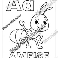 Kostenlose Ausmalbilder: Buchstaben lernen mit Tieren von A bis Z (Arbeitsblatt 01)