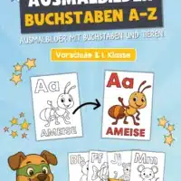 Kostenlose Ausmalbilder: Buchstaben lernen mit Tieren von A bis Z