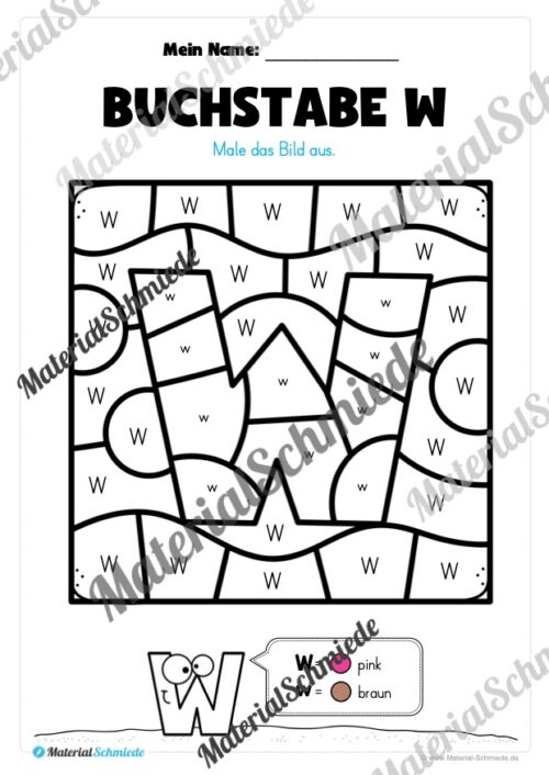 Buchstabe W: Ausmalbild (Vorschau 02)
