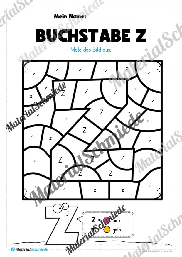 Buchstabe Z: Ausmalbild (Vorschau 01)