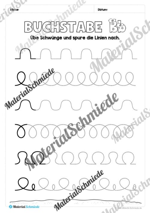 Arbeitsheft: Buchstabe B/b schreiben lernen (25 Seiten) - Arbeitsblatt 02