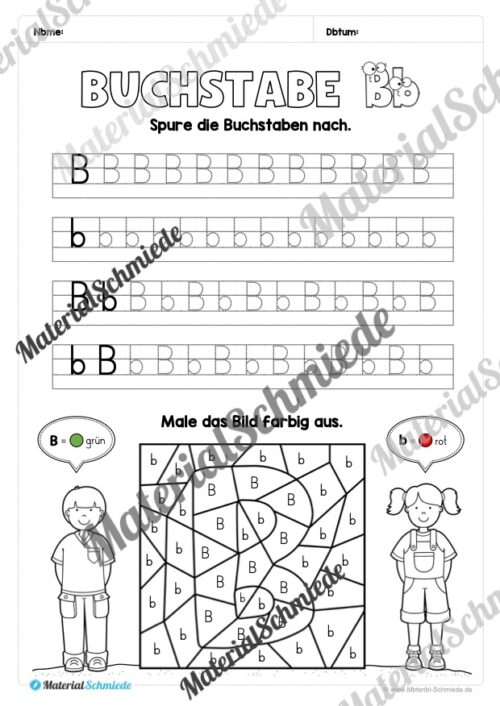 Arbeitsheft: Buchstabe B/b schreiben lernen (25 Seiten) - Arbeitsblatt 05