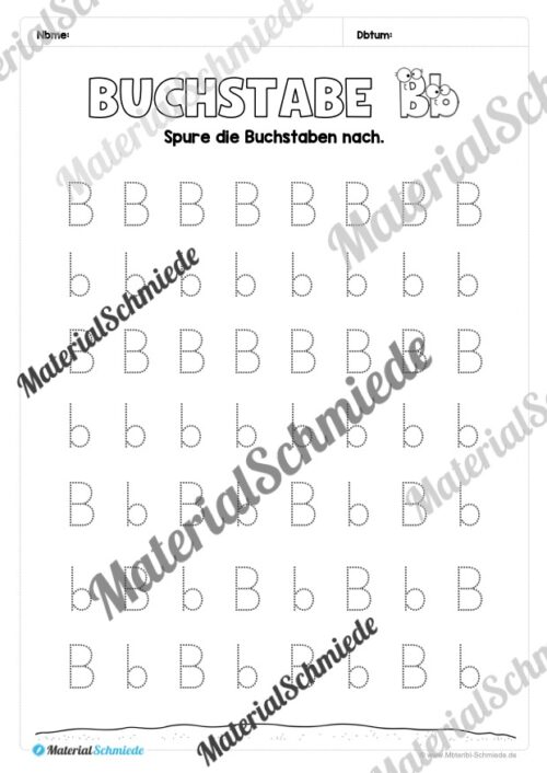 Arbeitsheft: Buchstabe B/b schreiben lernen (25 Seiten) - Arbeitsblatt 06