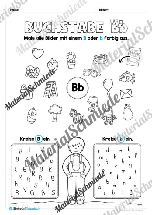 Arbeitsheft: Buchstabe B/b schreiben lernen (25 Seiten) - Arbeitsblatt 07