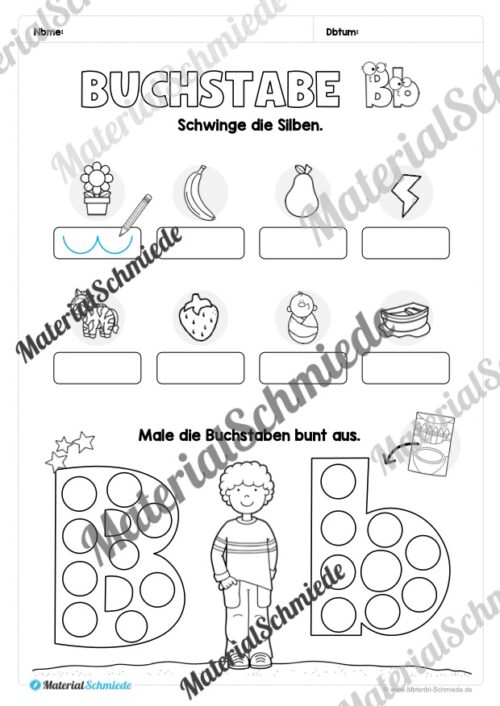 Arbeitsheft: Buchstabe B/b schreiben lernen (25 Seiten) - Arbeitsblatt 09