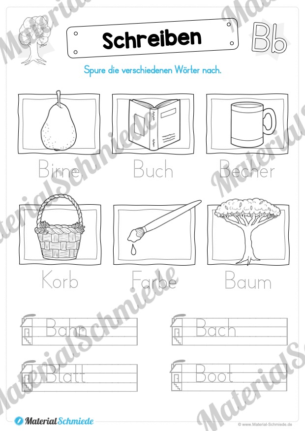 Materialpaket: Buchstabe B/b schreiben lernen (Vorschau 08)