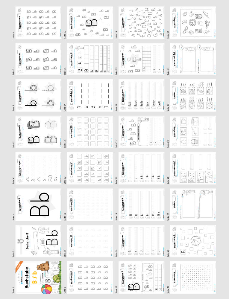 Materialpaket: Buchstabe B/b schreiben lernen (Vorschau 01)
