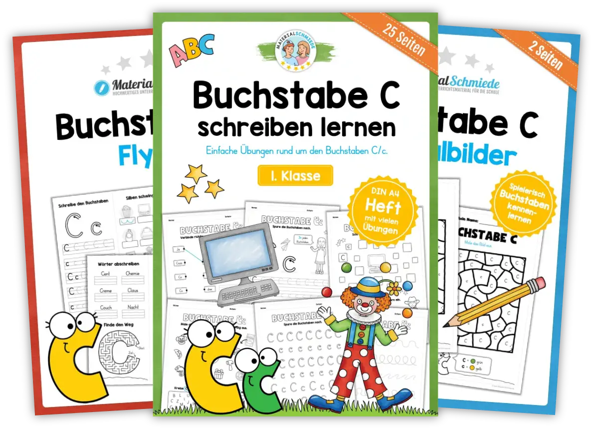 Unterrichtsmaterial mit Aufgaben und Übungen zum Buchstaben C / c (1. Klasse)
