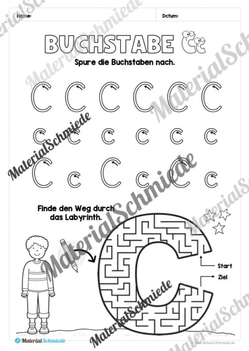 Arbeitsheft: Buchstabe C/c schreiben lernen (25 Seiten) - Arbeitsblatt 04