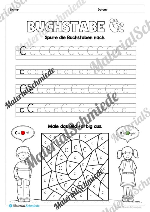 Arbeitsheft: Buchstabe C/c schreiben lernen (25 Seiten) - Arbeitsblatt 06