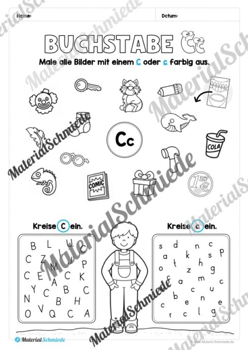 Arbeitsheft: Buchstabe C/c schreiben lernen (25 Seiten) - Arbeitsblatt 08
