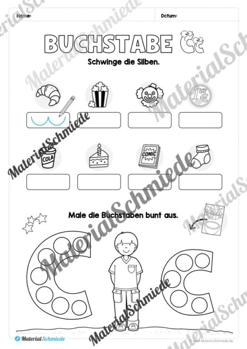 Arbeitsheft: Buchstabe C/c schreiben lernen (25 Seiten) - Arbeitsblatt 11