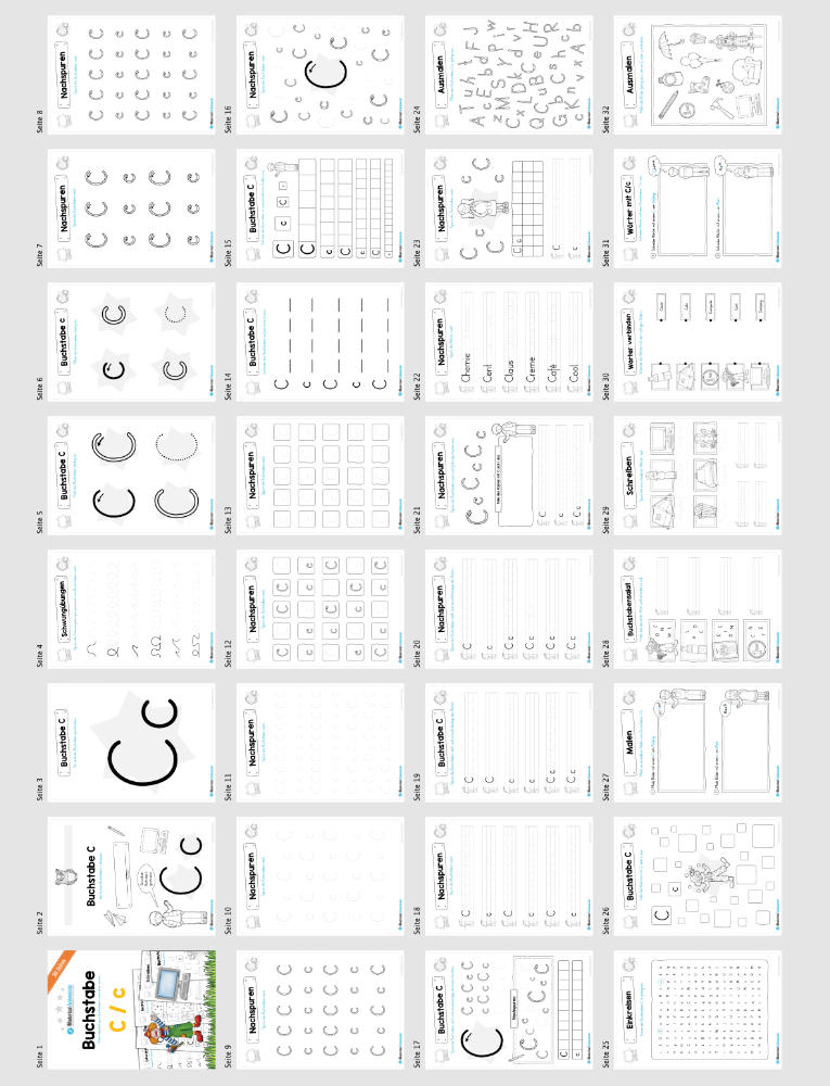 Materialpaket: Buchstabe C/c schreiben lernen (Überblick)