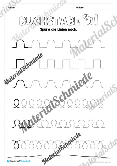 Arbeitsheft: Buchstabe D/d schreiben lernen (25 Seiten) - Arbeitsblatt 02