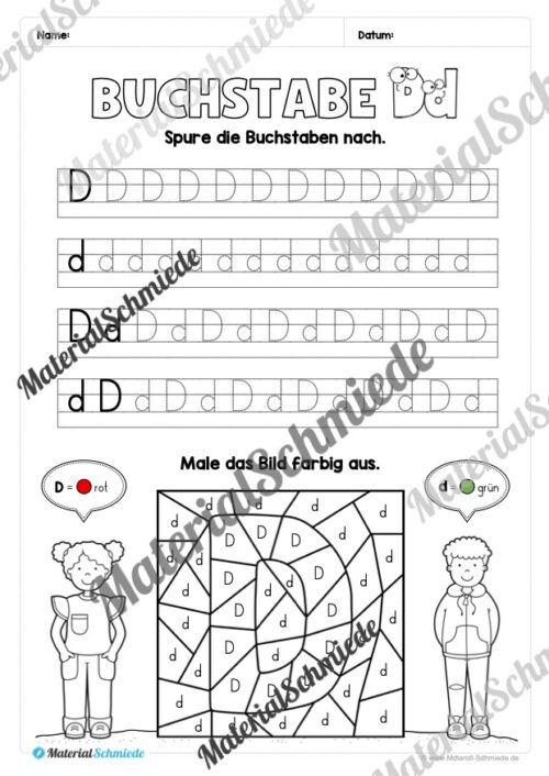 Arbeitsheft: Buchstabe D/d schreiben lernen (25 Seiten) - Arbeitsblatt 05